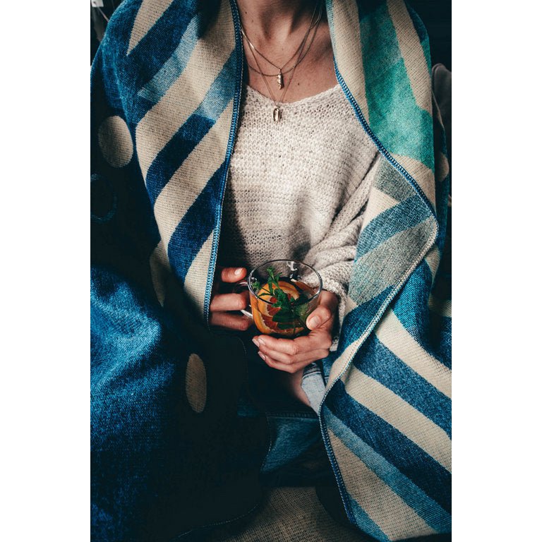 Ecuadorian alpaca mini blanket | native blanket | Mini Imbabura Blue
