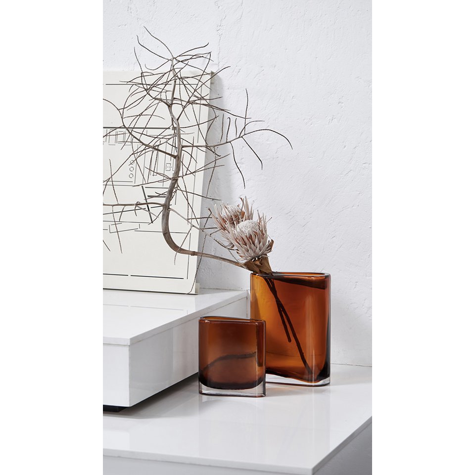 glass vase assymetric squircle  shape tube,series: BADEN