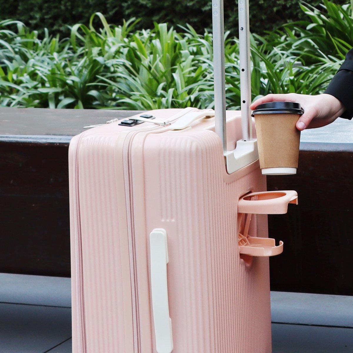 Biggdesign Moods Up Luggage with Cup Holder and USB Port, 20", Pink