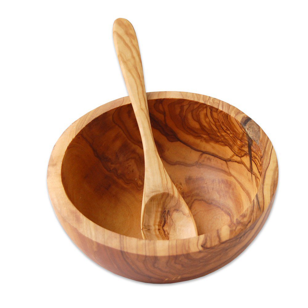 Muesli bowl made of olive wood Ø 16 cm including a tablespoon
