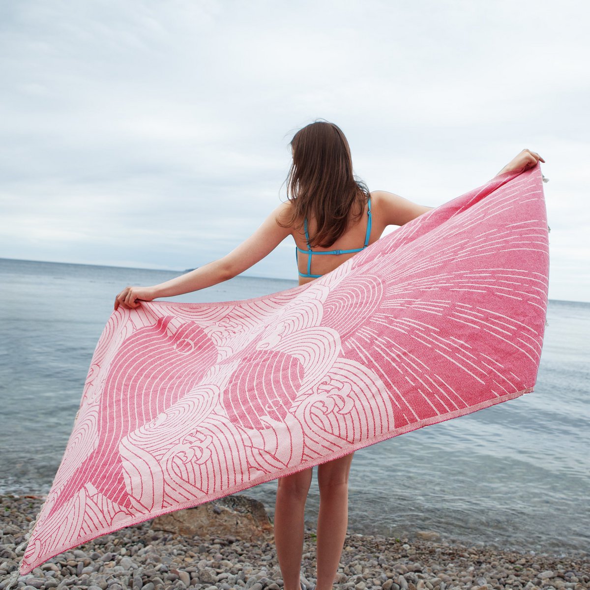 Anemoss Pink Fish Peshtemal – 100x180 cm/39x70 inches