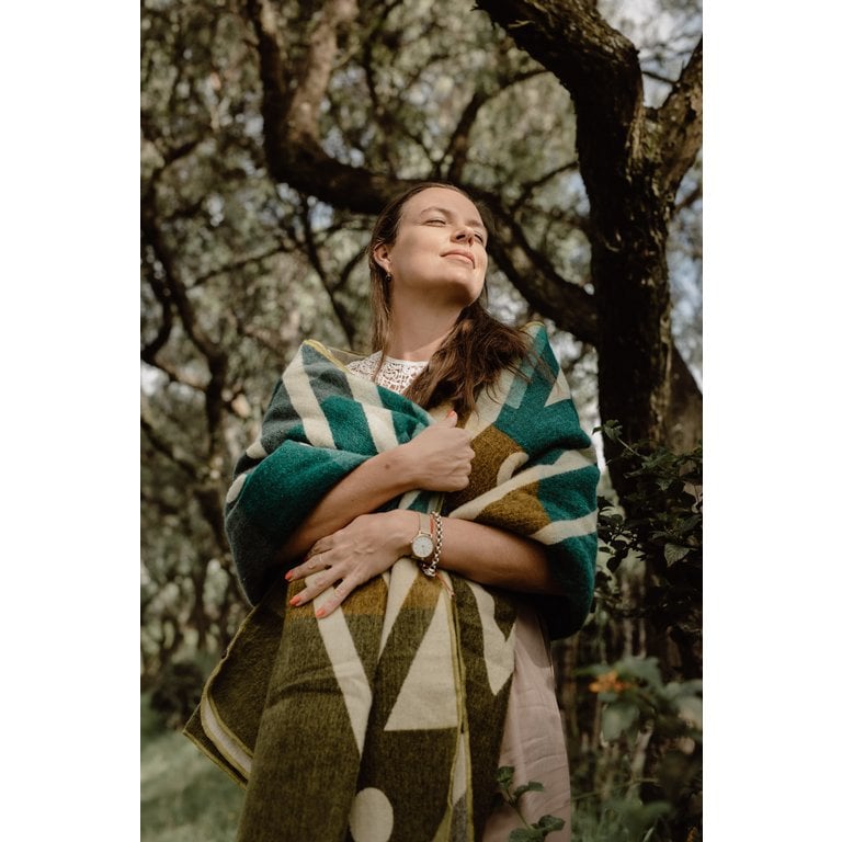 Mini Imbabura Green - Ecuadoriaan alpaca mini blanket | native blanket |