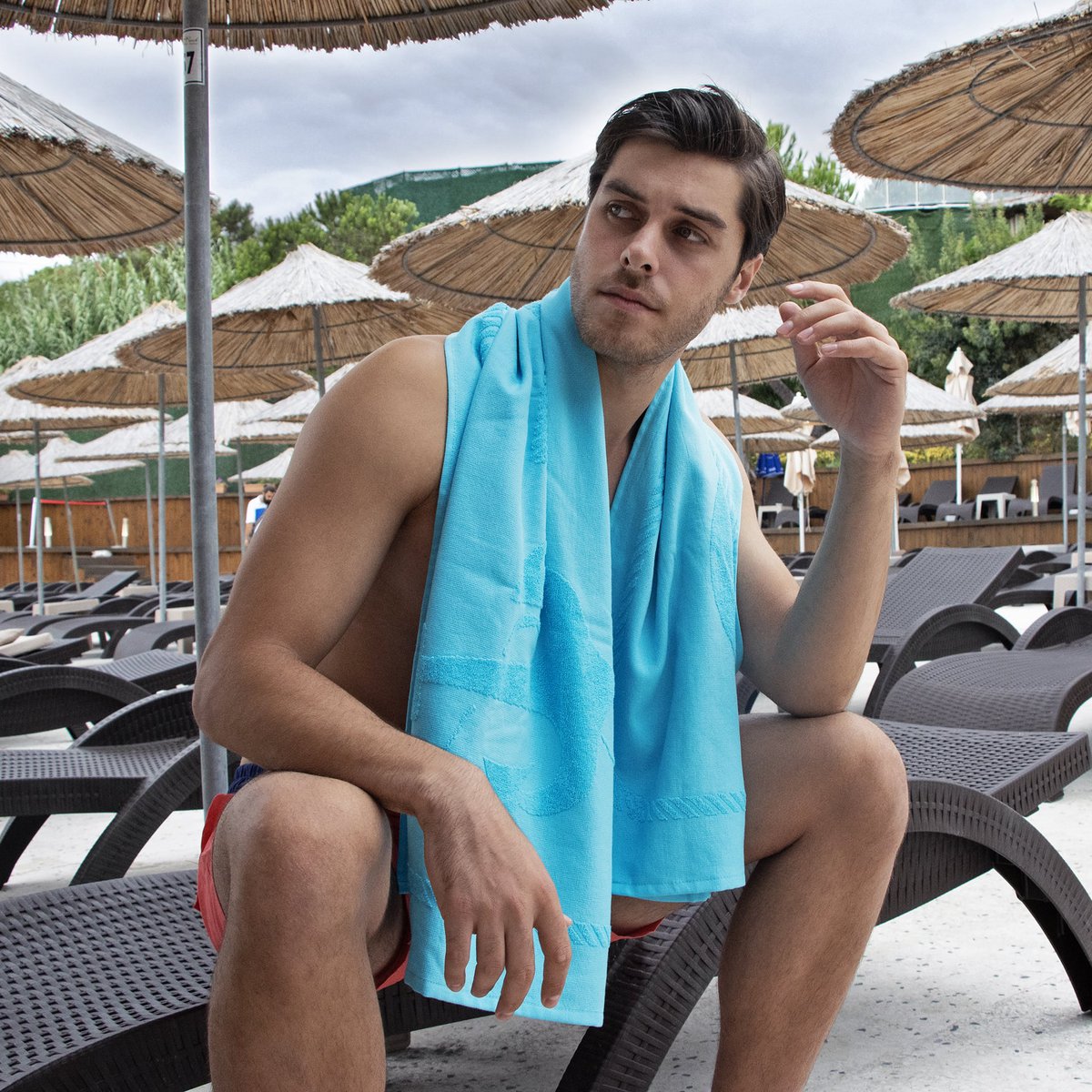 Anemoss Sailboat Beach Towel – Turquoise, 140x70 cm/27.5x55 inches