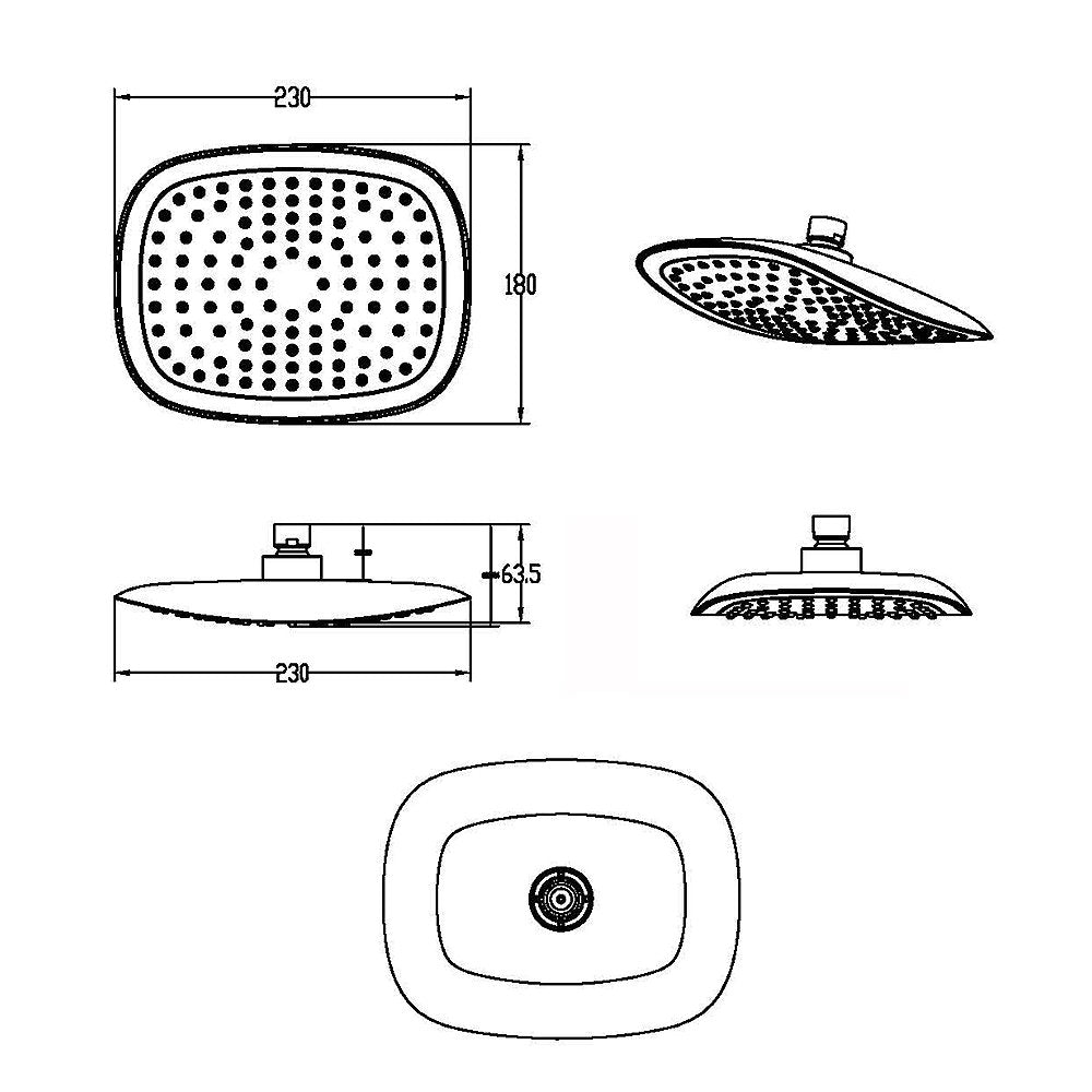 bath & more oval overhead shower, 230 x 180 mm, 1-jet, high-gloss chrome-plated