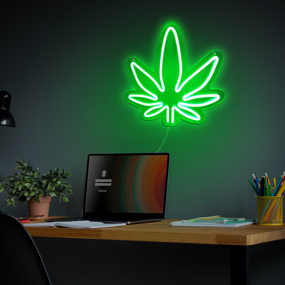 Mad Monkey - Neon Lampe "Weed"