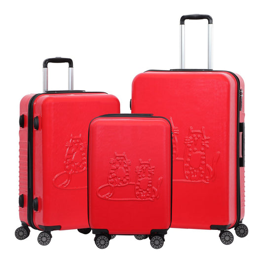 Biggdesign Cats Hardshell Spinner Luggage Set, Red, 3 Pcs  44 - 66 - 99 lbs