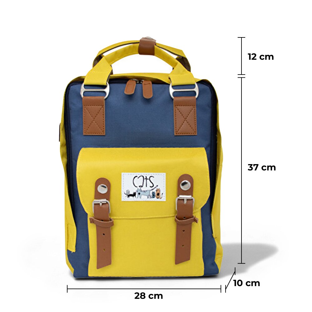 Biggdesign Cats USB Laptop Backpack, 14” Laptop Compatible, Water-Resistant, Lightweight, Unisex, Yellow