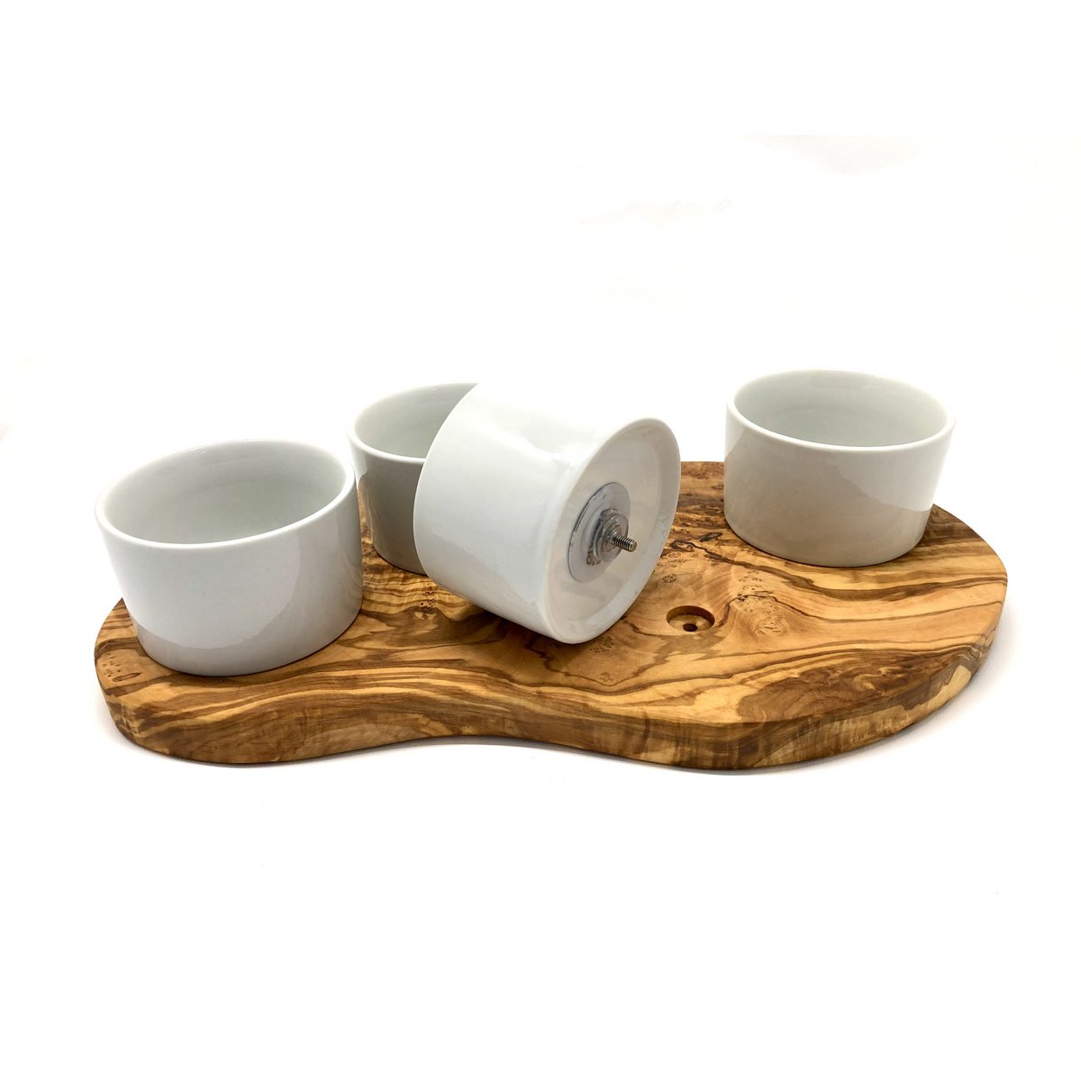 Serving board for dips incl. 4 small porcelain bowls