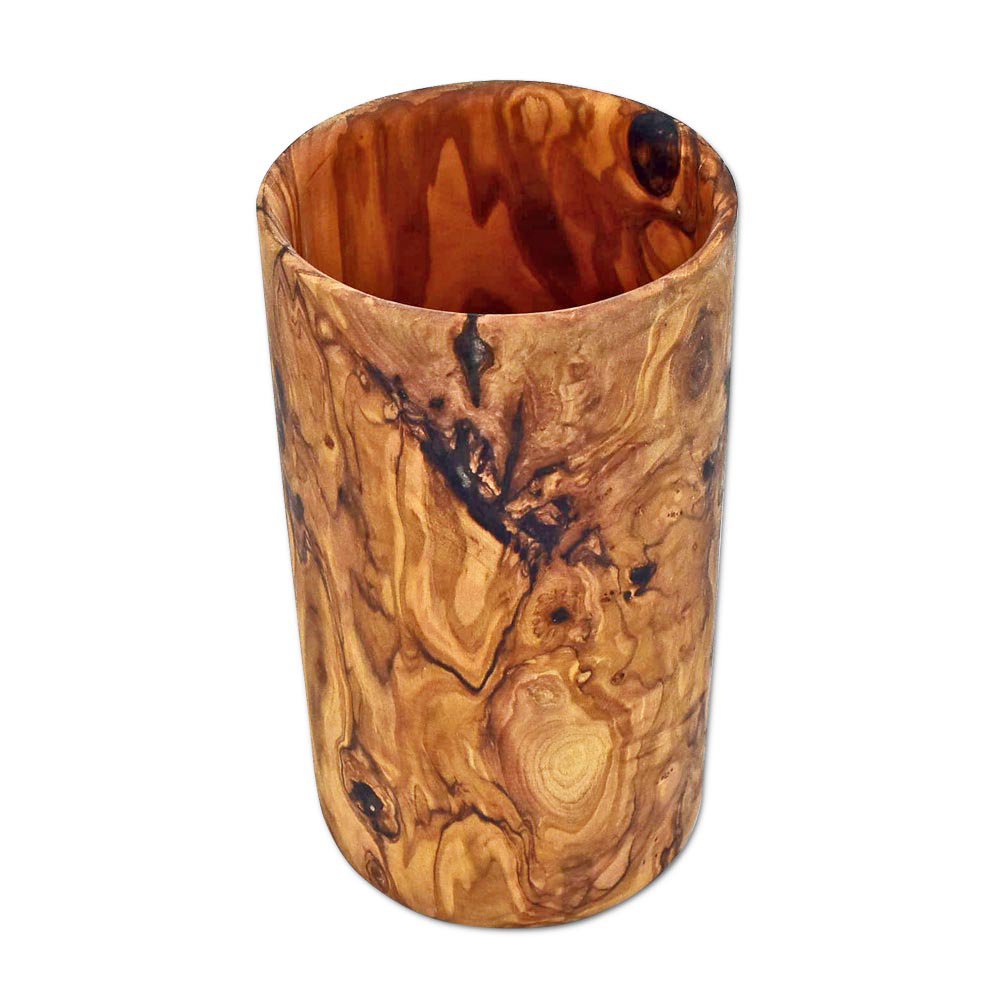 Olive wood utensil mug or wine bottle cooler ROUND