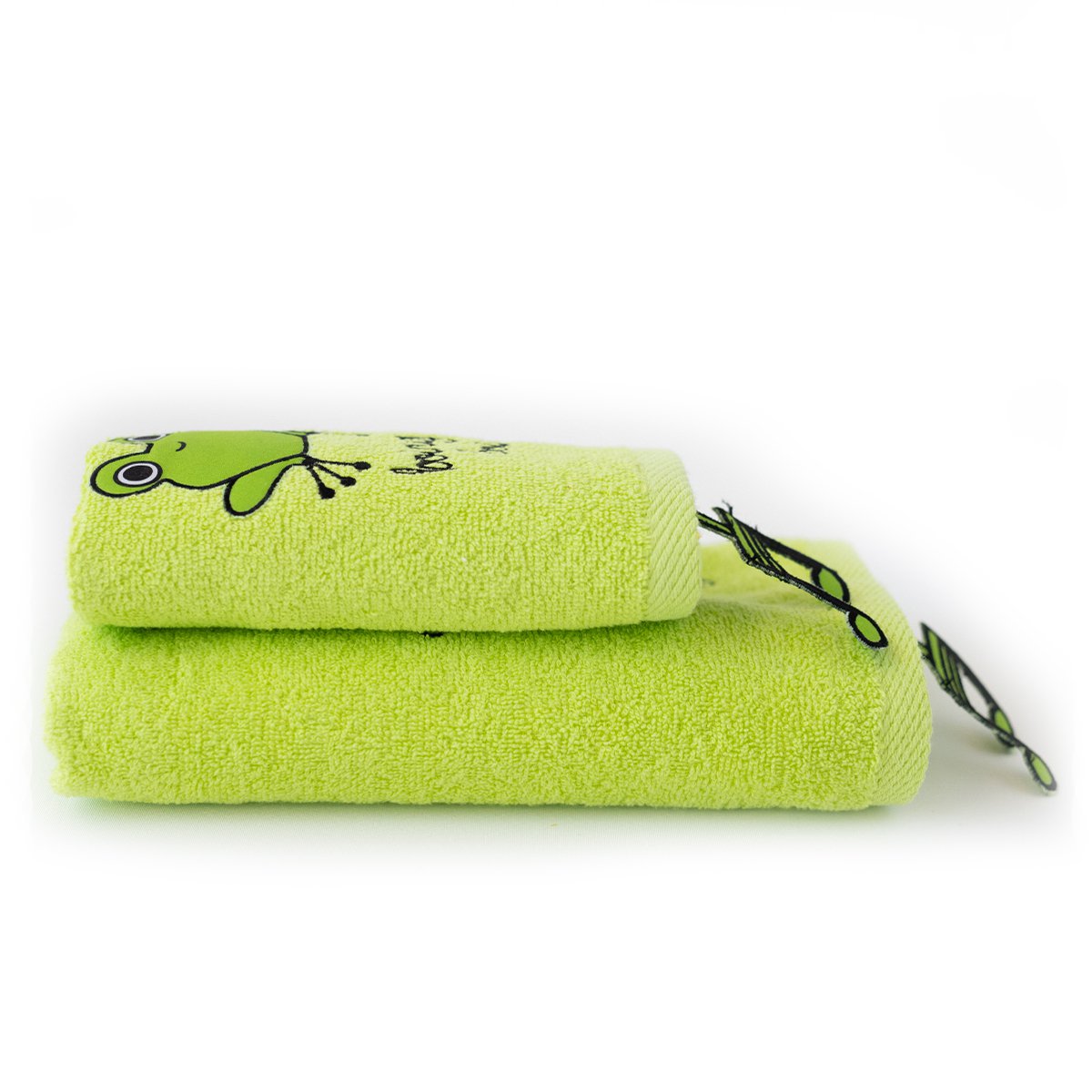 Milk & Moo Kids Hand Towel Set of 2, Sprat Frog
