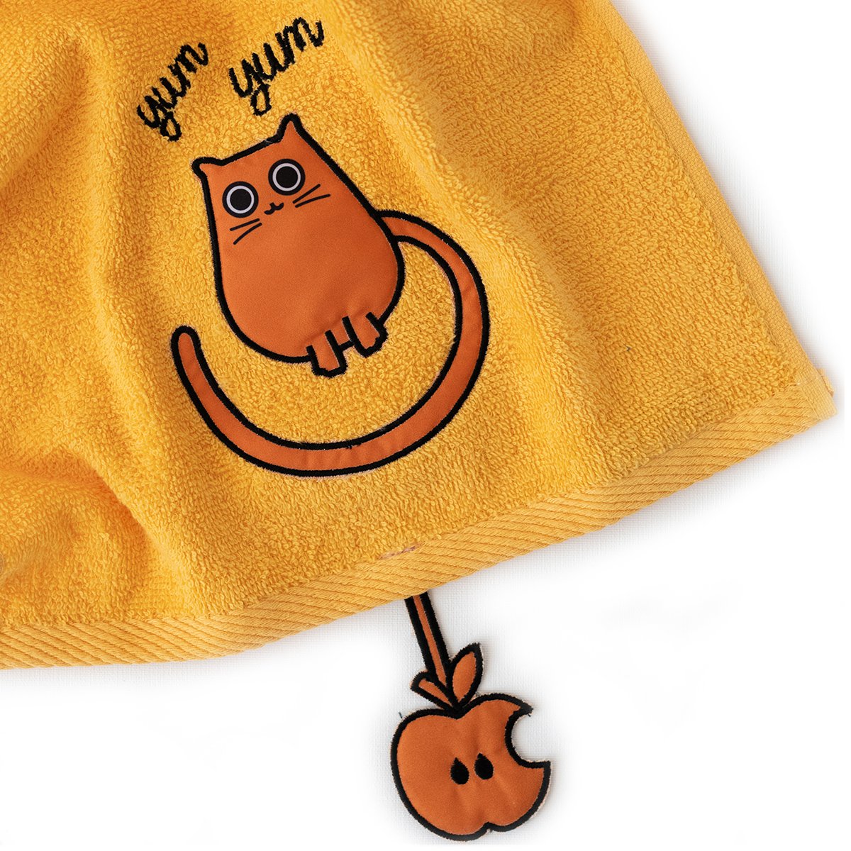 Milk & Moo Kids Hand Towel Set of 2 Chubby Cat, %100 Cotton