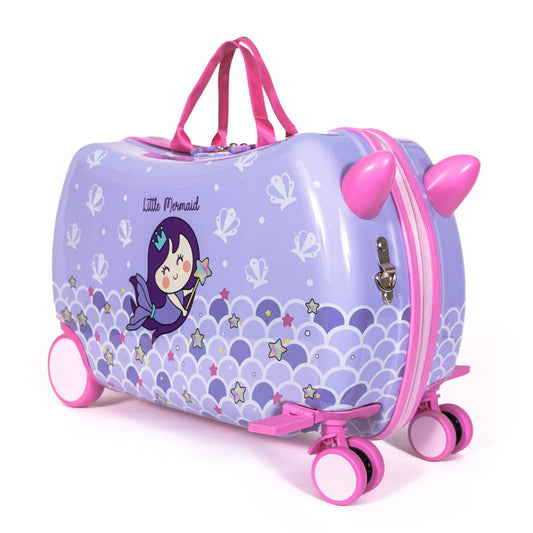 MILK&MOO Rideable Kids Suitcase Little Mermaid, Fun and Safe, 50kg/110Lb