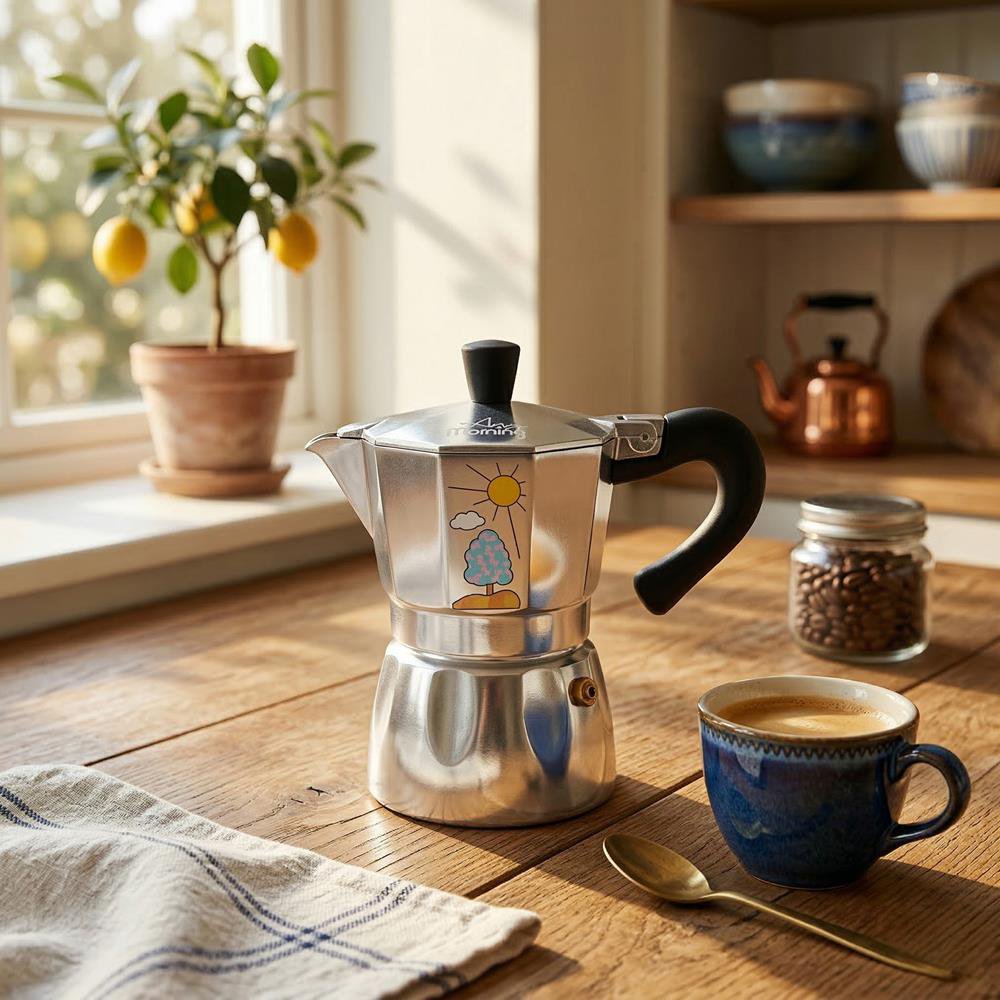 Any Morning Stainless Steel Espresso Coffee Stovetop Maker Pot 6 Cups, 8 oz