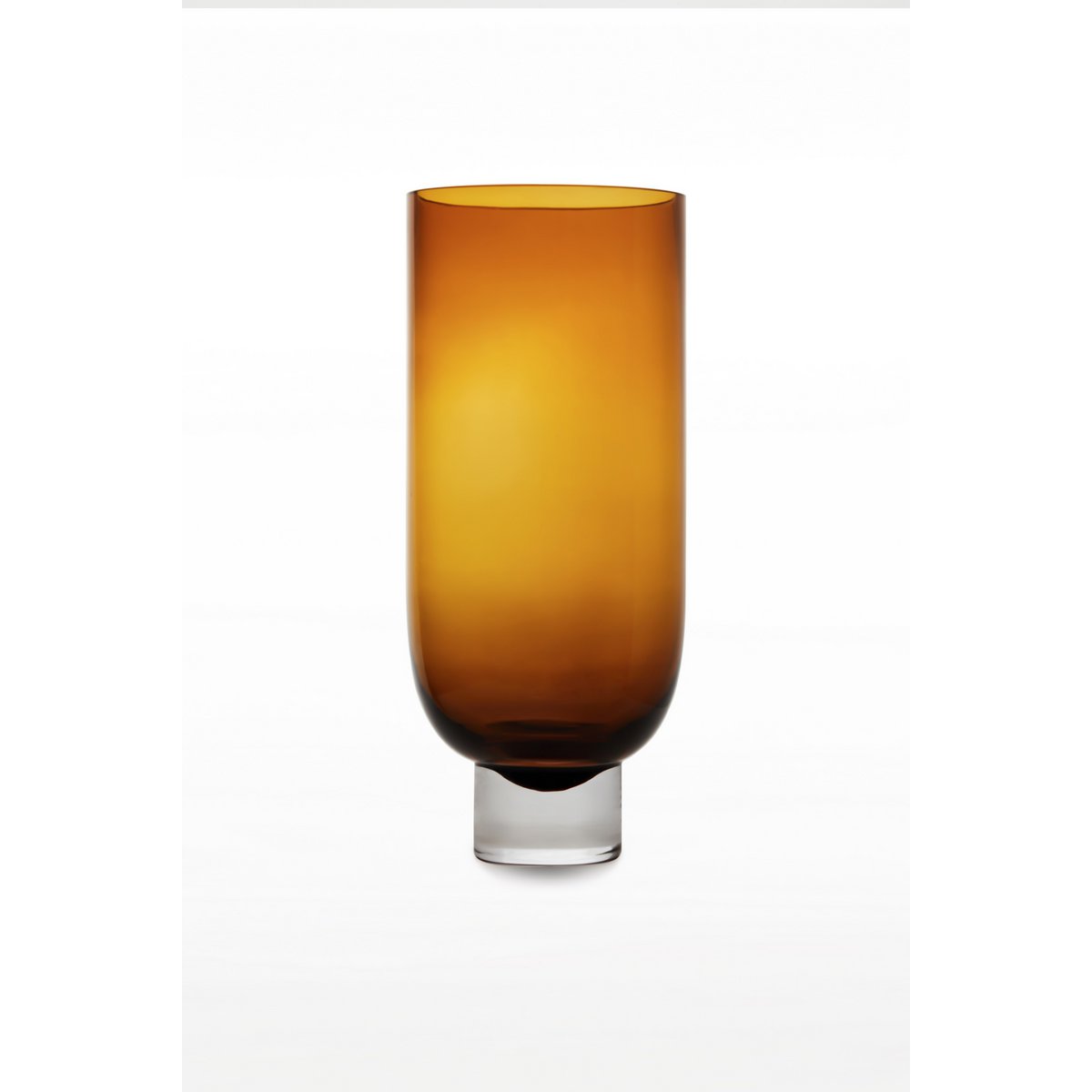 Modern Luxury 9MM thick glass vase, Sober Design, very tall, warm dark orange, OMAHA36AM
