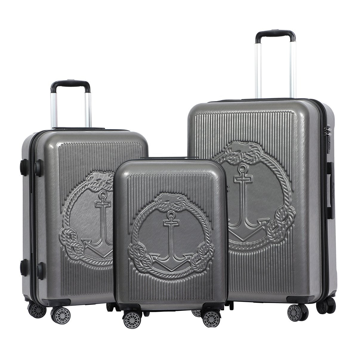 Biggdesign Ocean Hardshell Spinner Luggage Set, Gray, 3 Pcs, 44 - 66 - 99 lbs