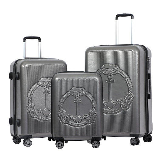Biggdesign Ocean Hardshell Spinner Luggage Set, Gray, 3 Pcs, 44 - 66 - 99 lbs