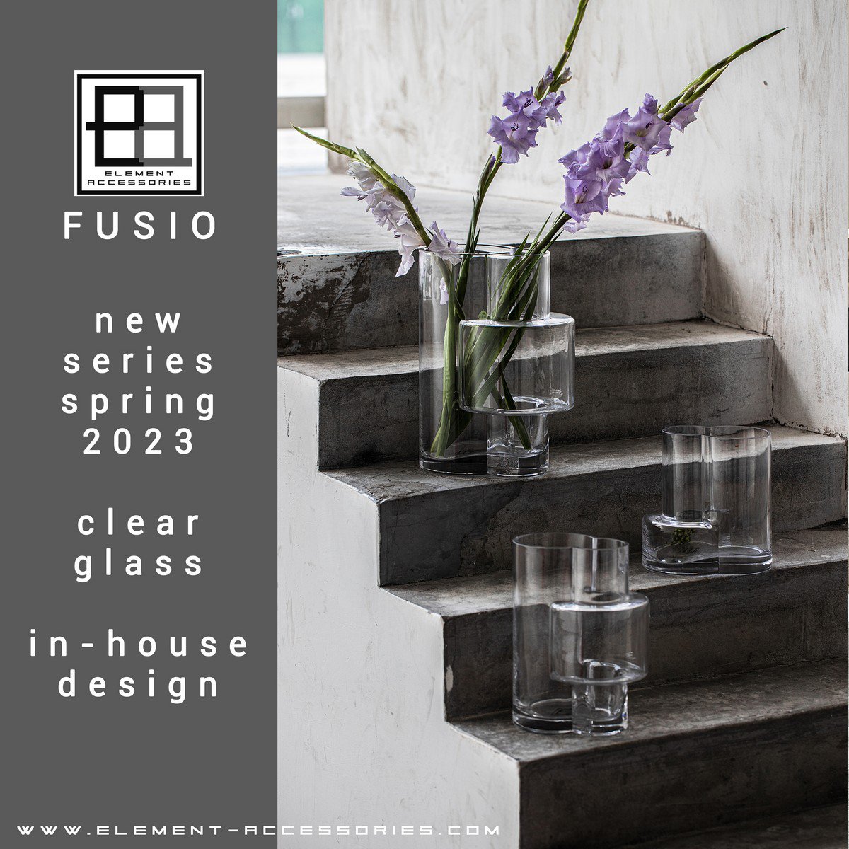 constructivist style modern vase, top design, FUSIO 25 clear glass