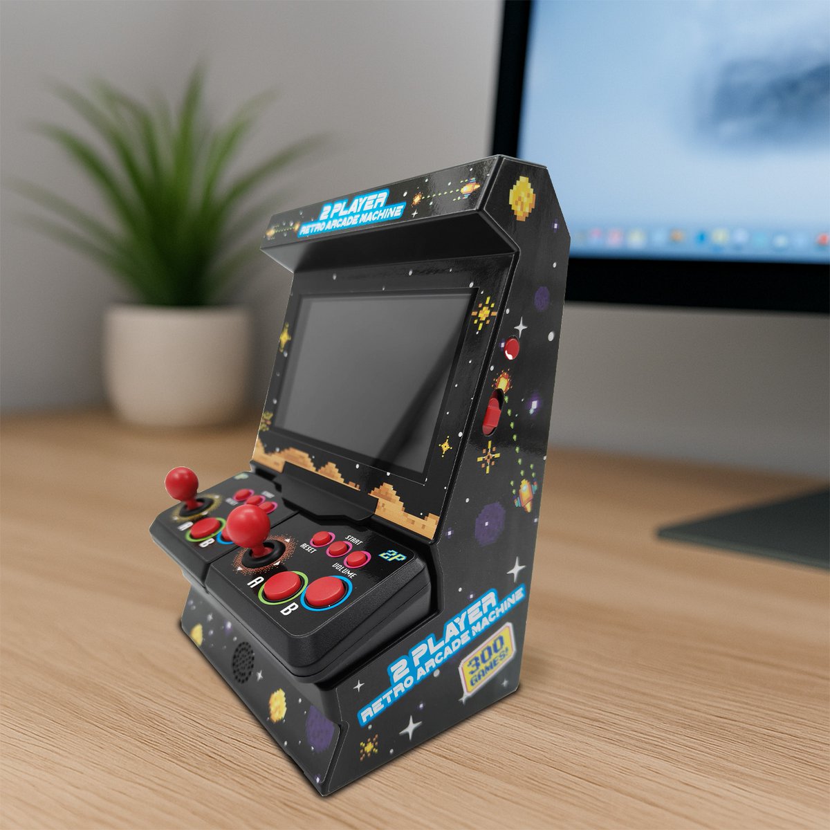 Mad Monkey - Retro Mini Arcade Machine with dual controller - incl. 300x 8-bit games