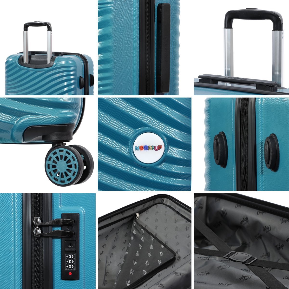 Biggdesign Moods Up Hard Luggage Sets, Steel Blue, 3 Pcs. 44 - 66 - 99 lbs