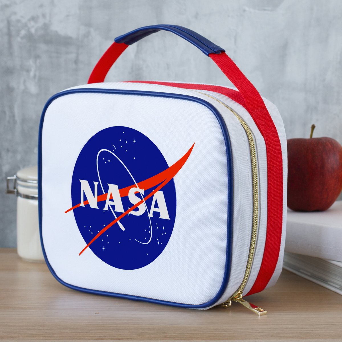 NASA Zippered Lunch Bag - White