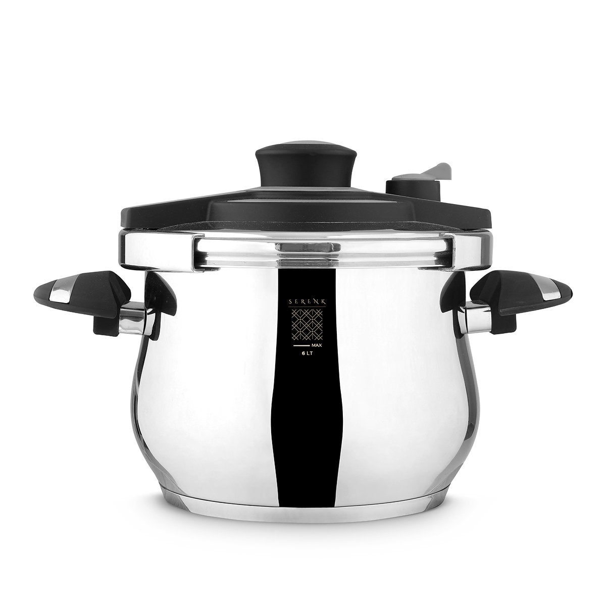 Serenk 6L Stainless Steel Pressure Cooker, Dishwasher Safe, Induction Compatible, Safety Lock