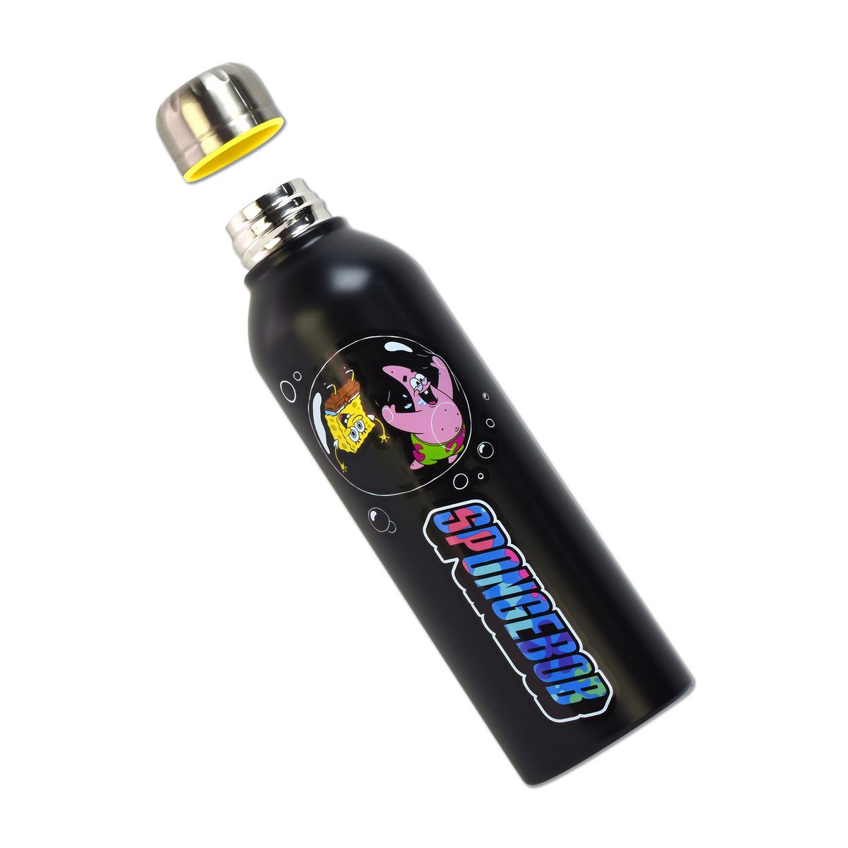 SpongeBob drinking bottle made of stainless steel, 700 ml, SpongeBob and Patrick blowing soap bubbles, official merch, ideal gift idea