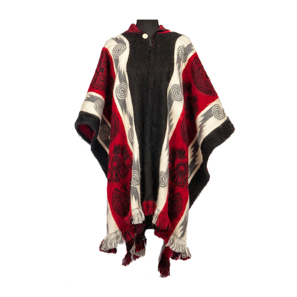 Alpaca Poncho Native Pattern | Maya Black and Red