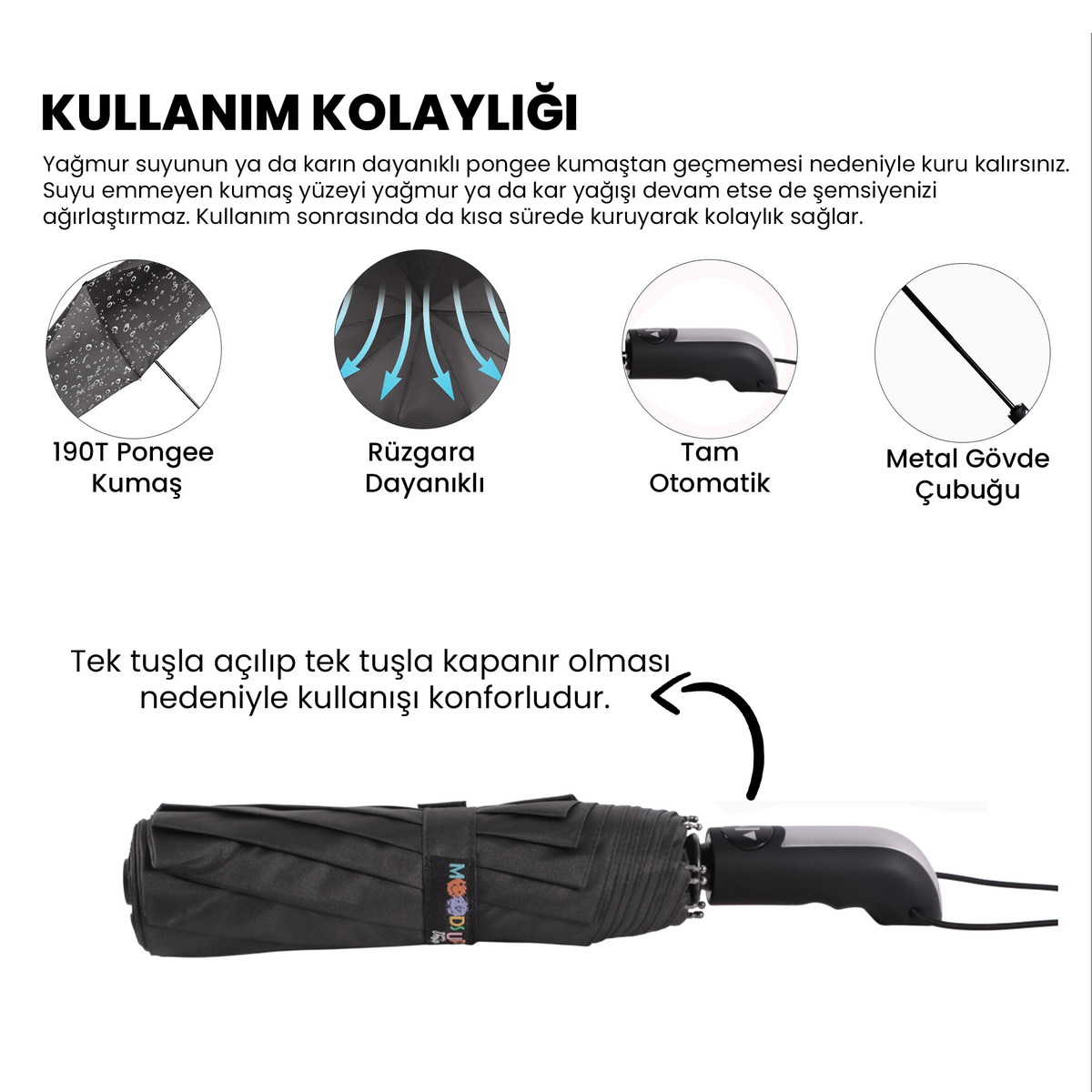 Biggdesign Moods Up Premium Grey Fully Automatic Umbrella