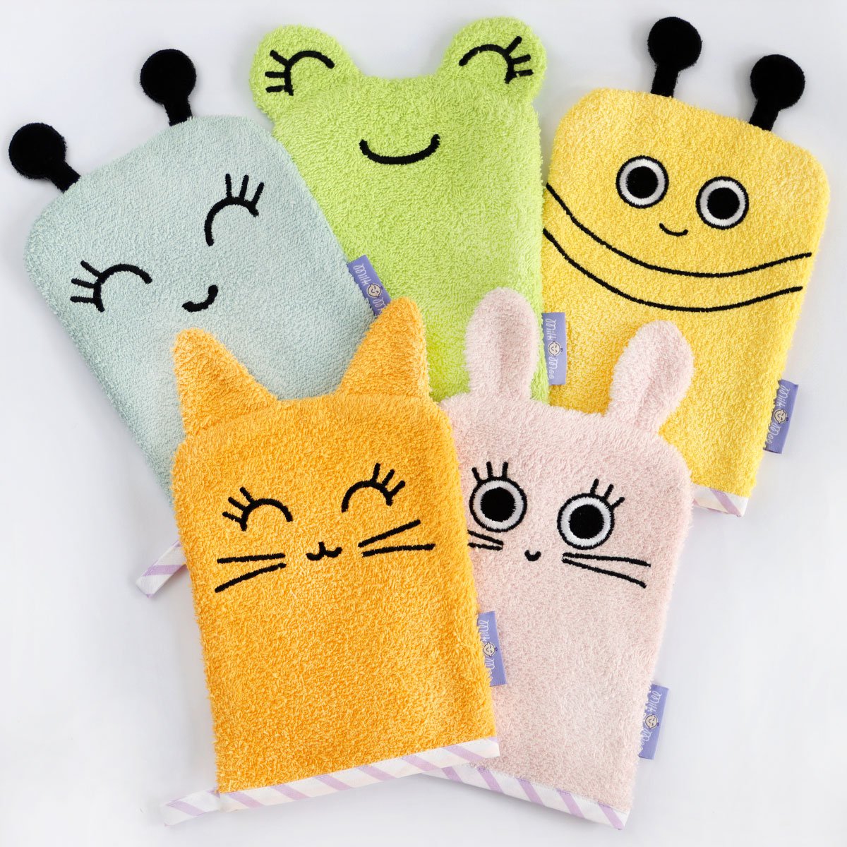 Milk&Moo Tombish Cat Bath Glove, 100% Cotton Oeko-Tex certificated, Colorful