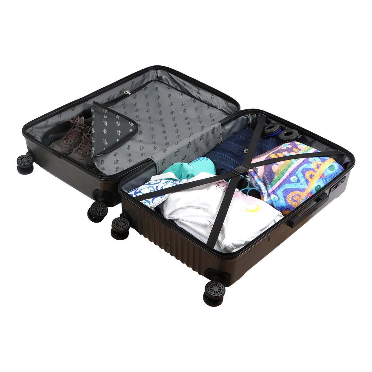 Biggdesign Ocean Hardshell Spinner Luggage Set, Gray, 3 Pcs, 44 - 66 - 99 lbs