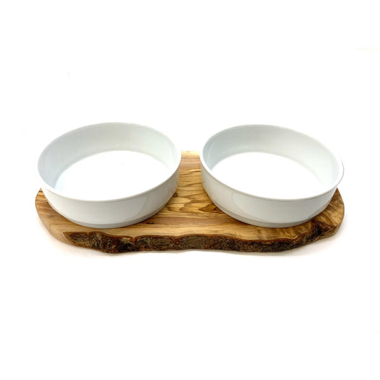 Feeding station RUSTY (2x 0.9 liter porcelain bowl) for feed and water