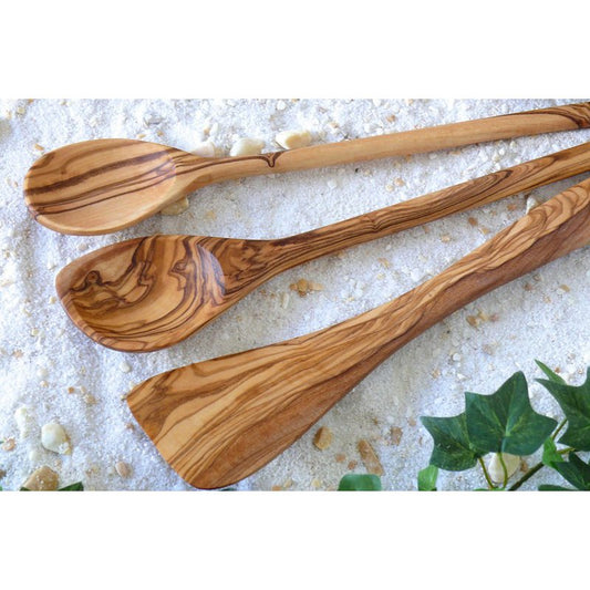 Set of 5 spatulas without holes, round + square cooking spoons, salad servers 30 cm