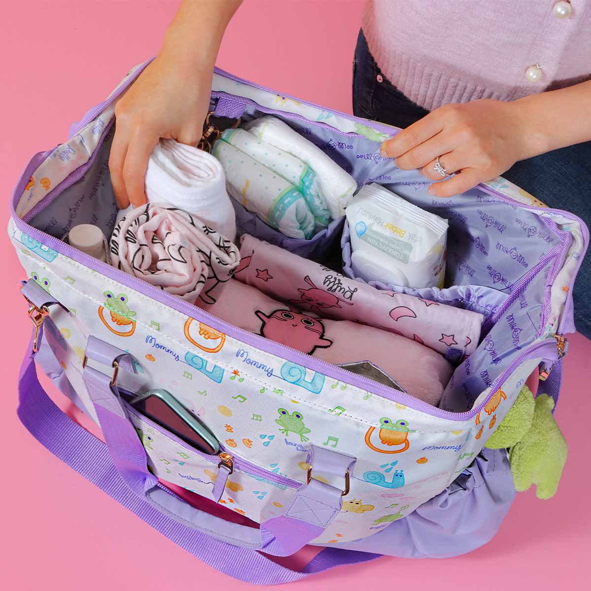 Milk&Moo Waterproof Diaper Tote Nappy Bag For Boys and Girls, Large