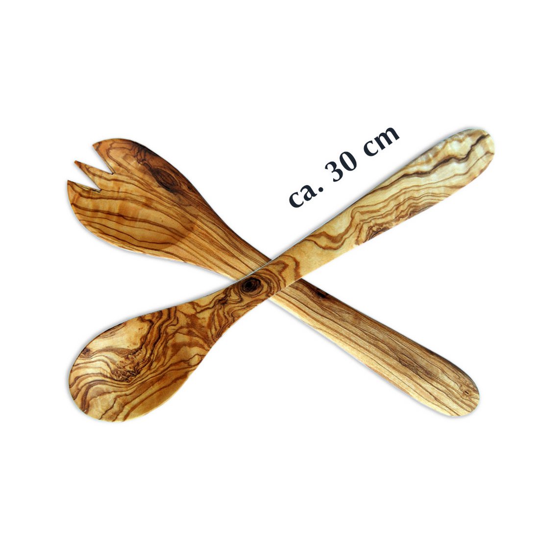 Set of 5 salad servers made of olive wood 30 cm