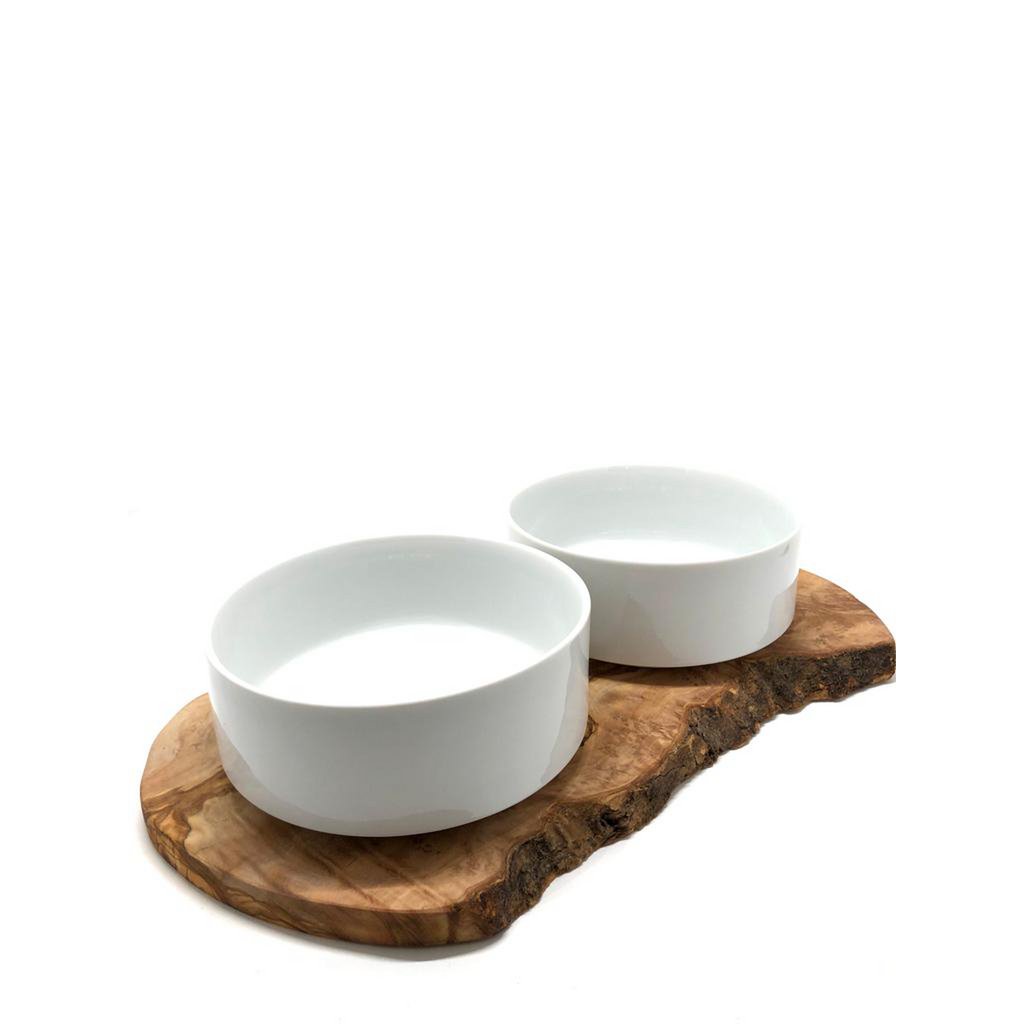 Feeding station RUSTY (2x 1.5 liter porcelain bowl) for feed and water