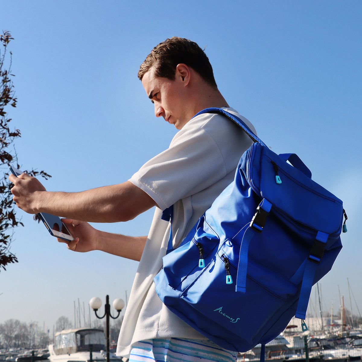 Anemoss Water Resistant Laptop Backpack, with 15 Inch Laptop Compartment, Navy Blue