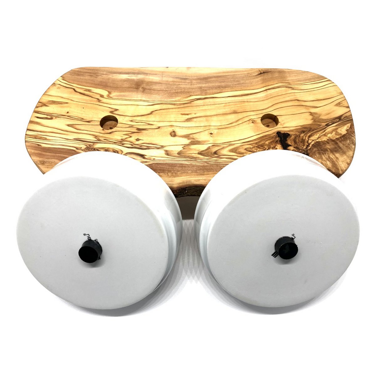 Feeding station RUSTY PLUS (2 x 0.9 liter porcelain bowl) "jacked up" for feed & water