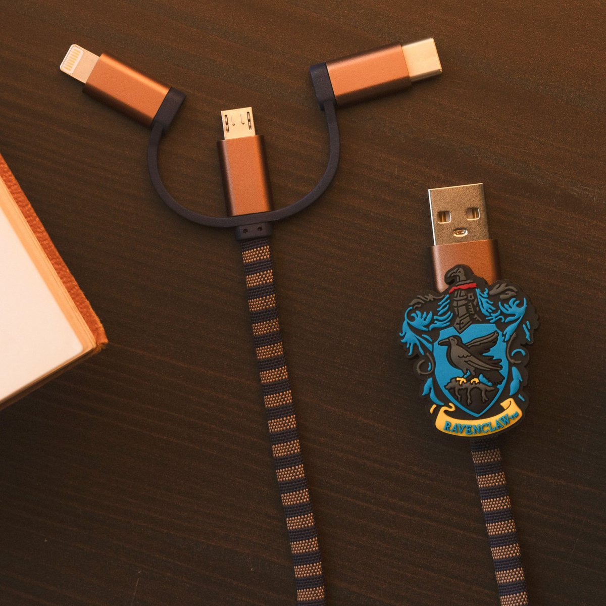 Harry Potter - Ravenclaw 3in1-Ladekabel Scarf-Cable (Lightning/Micro/USB-C)