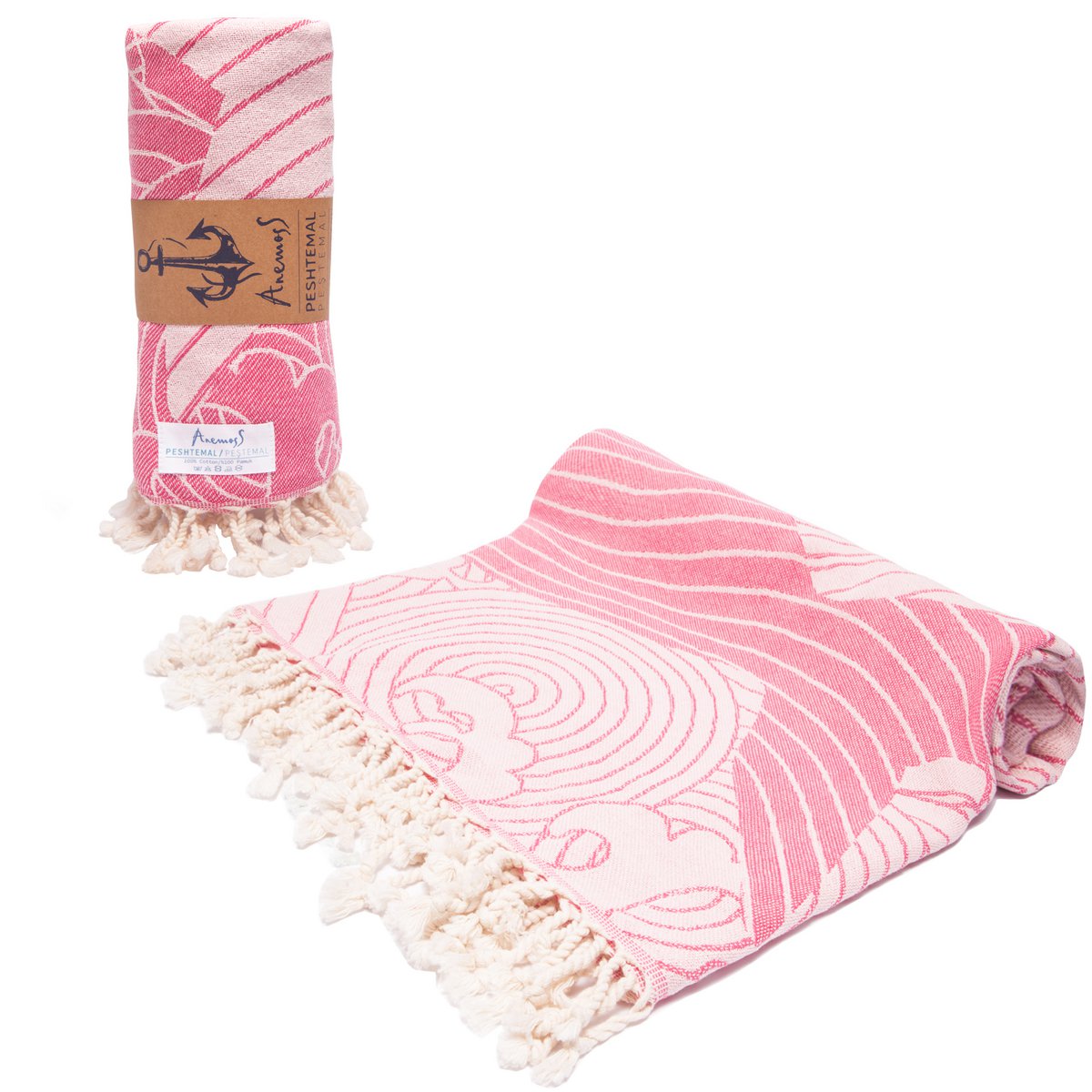 Anemoss Pink Fish Peshtemal – 100x180 cm/39x70 inches