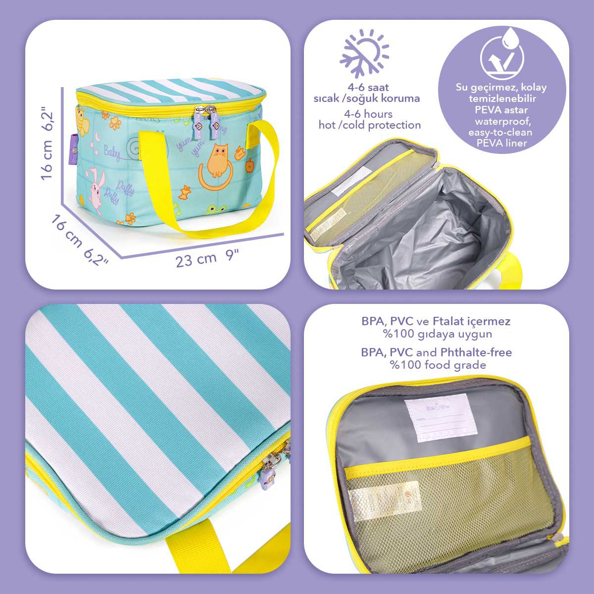Milk&Moo Kids Lunch Bag for Kindergarten, Insulated Lunch Box For Kids