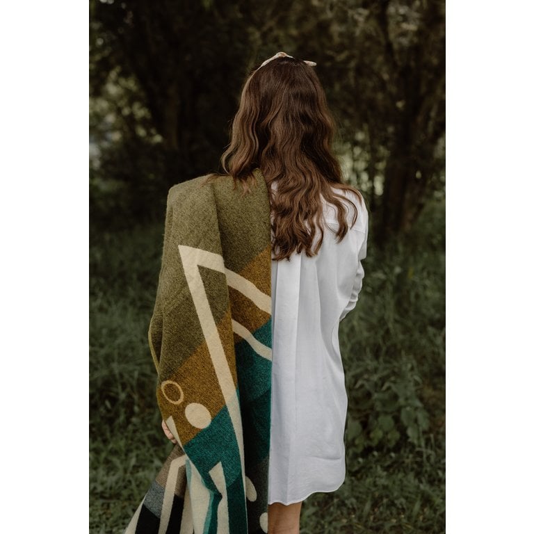 Mini Imbabura Green - Ecuadoriaan alpaca mini blanket | native blanket |
