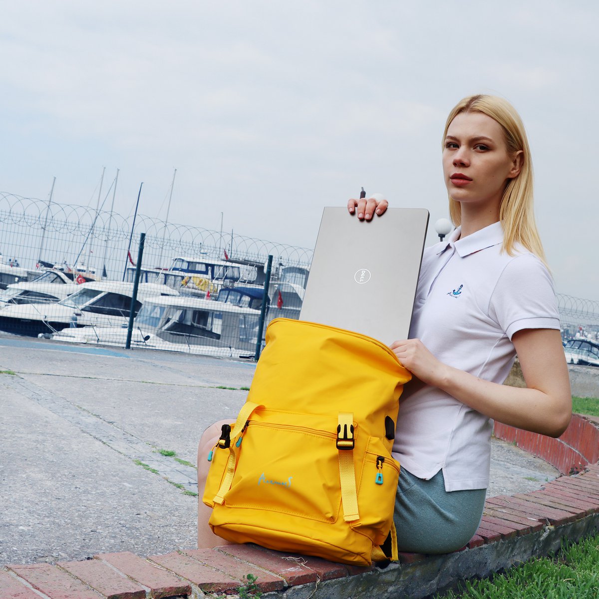 Anemoss Water Resistant Laptop Backpack, with 15 Inch Laptop Compartment, Yellow