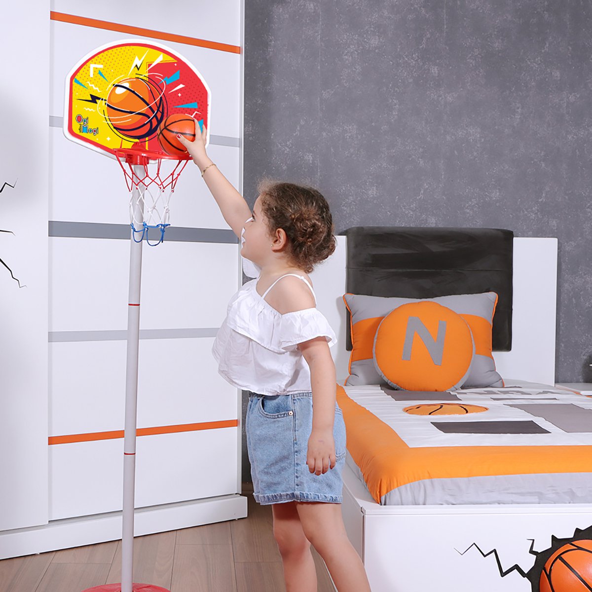 Ogi Mogi Indoor and Outdoor Basketball Set, Adjustable Height Pole 2.4 to 5 Ft