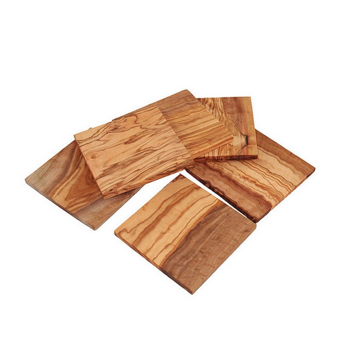 Set of 6 coasters square 9 x 9 cm made of olive wood