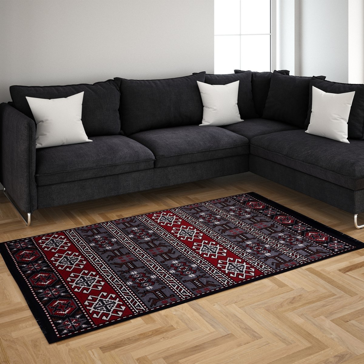 BiggHome Rug - 80x150 cm, Machine Washable, Durable, Ethnic-Inspired Pattern for Living Room, SA25HC , 31.5 x 59.06 inches , 3.21 lbs.