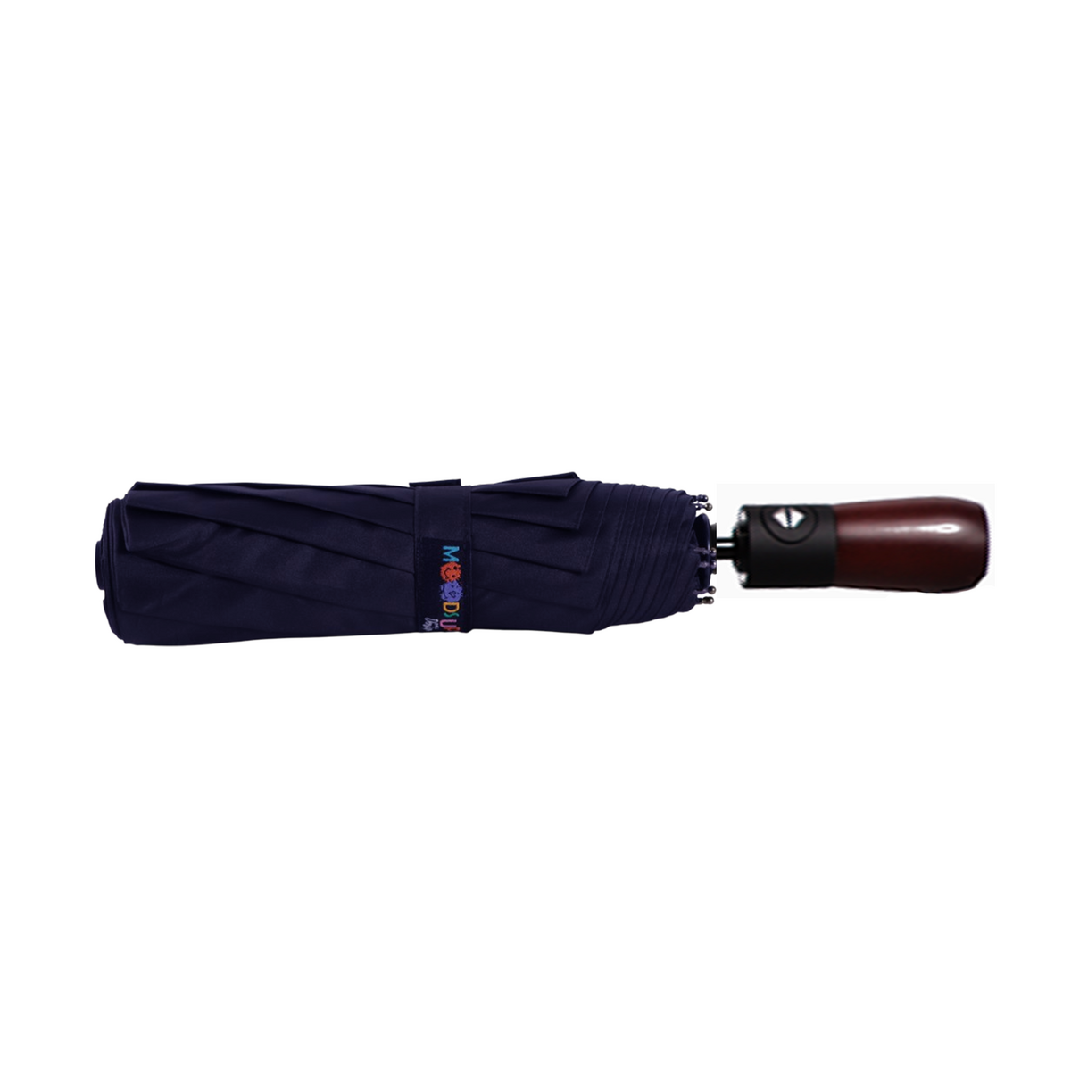 Biggdesign Moods Up Premium Wooden Handle Navy Blue Fully Automatic Umbrella - Water and Wind Resistant, Lightweight